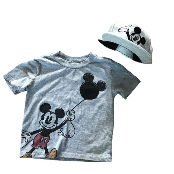 Disney Junior Mickey Mouse Toddler T-Shirt & Hat Set 18M Gray - Picture 1 of 8